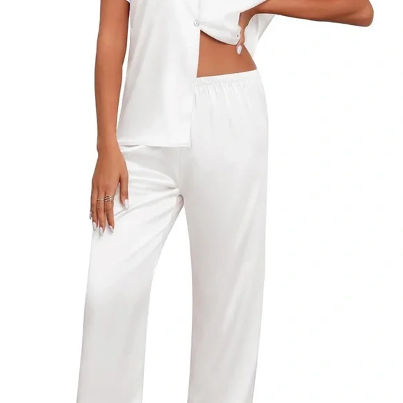 Ekouaer Silk Satin Women's White Pajama Set Size XXL, NWT - Picture 4 of 8